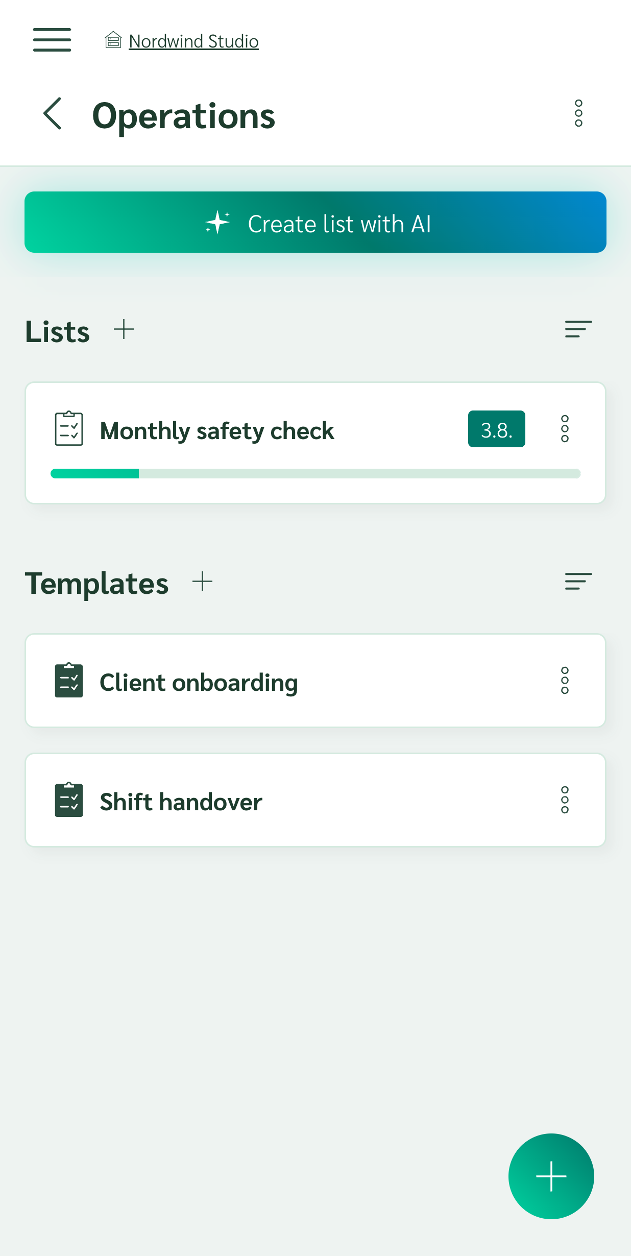 Folder with reusable checklist templates
