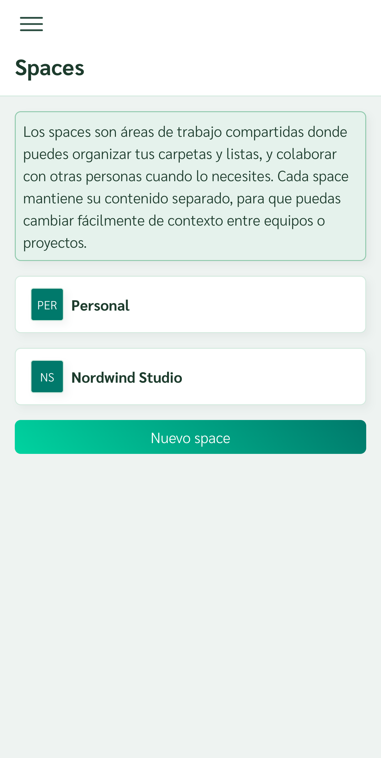 Dos spaces separados para lo personal y el trabajo