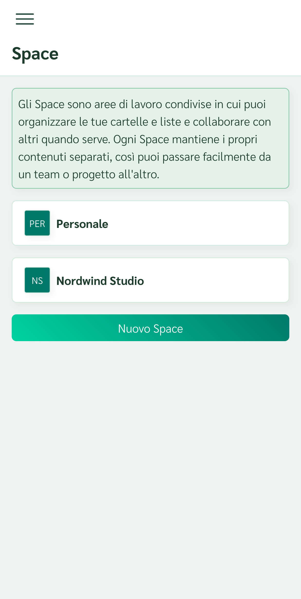 Due space separati per il personale e il lavoro