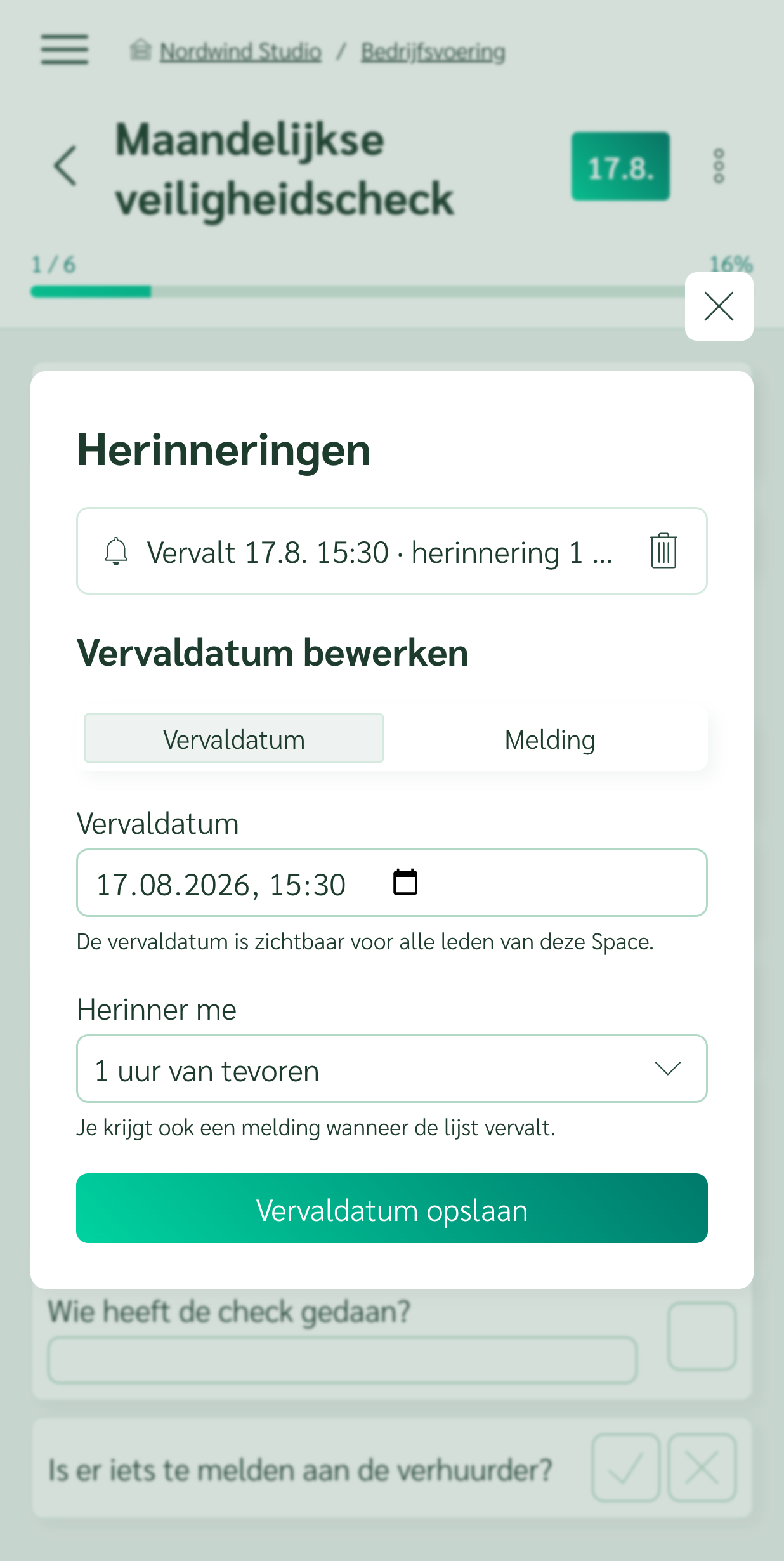 Deadline en herinnering van een checklist