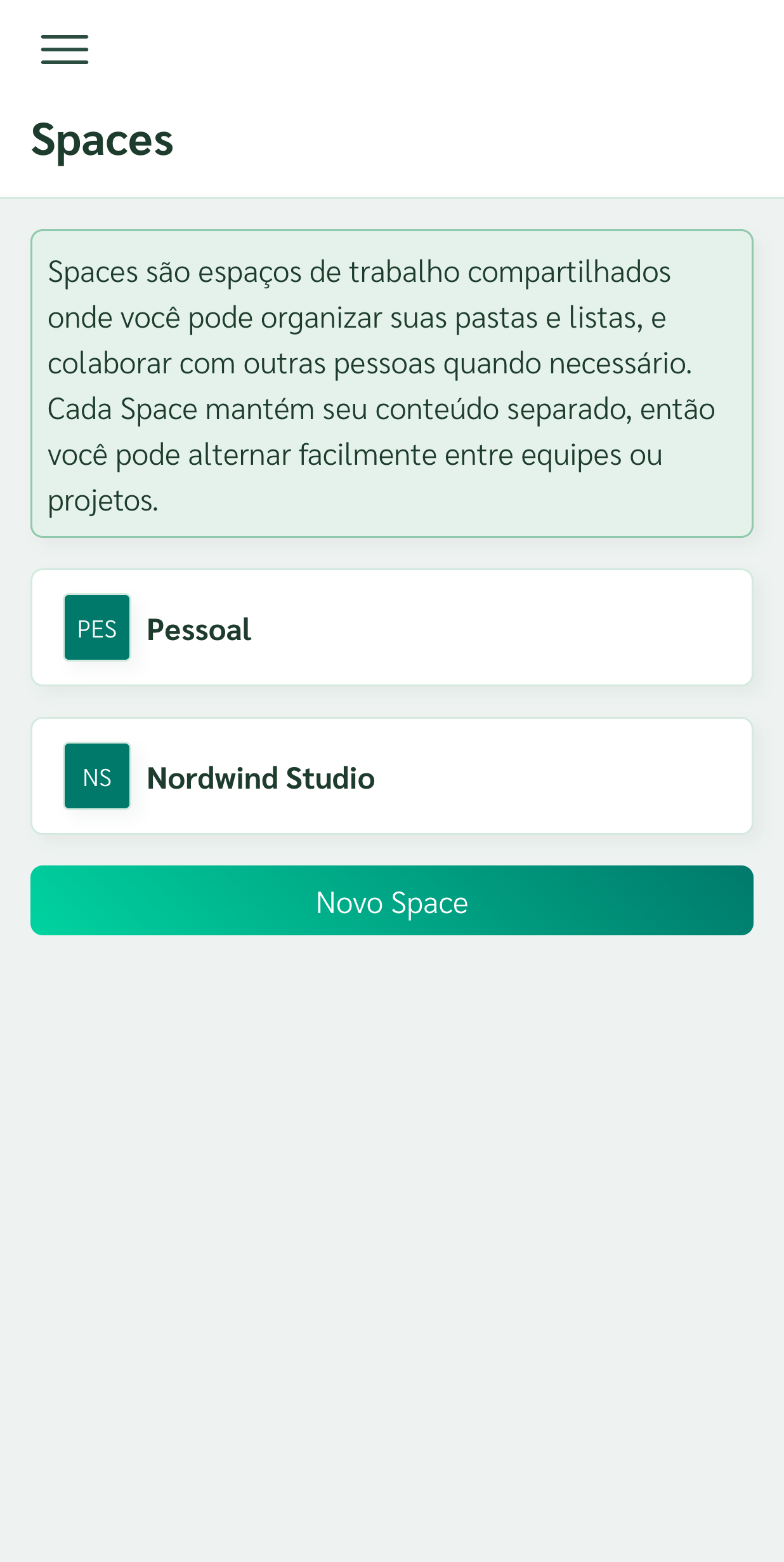 Dois spaces separados para o pessoal e o trabalho